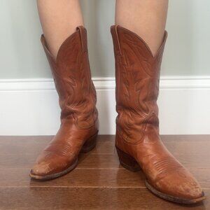 Nocona Boots Size 5.5 Cowboy/Cowgirl Boots, Brown with Biege Stitching